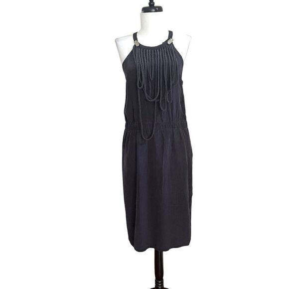 Vena Cava Black Silk Midi Dress 4 Grunge Goth Whimsigoth Festival Designer 90s - Picture 1 of 13